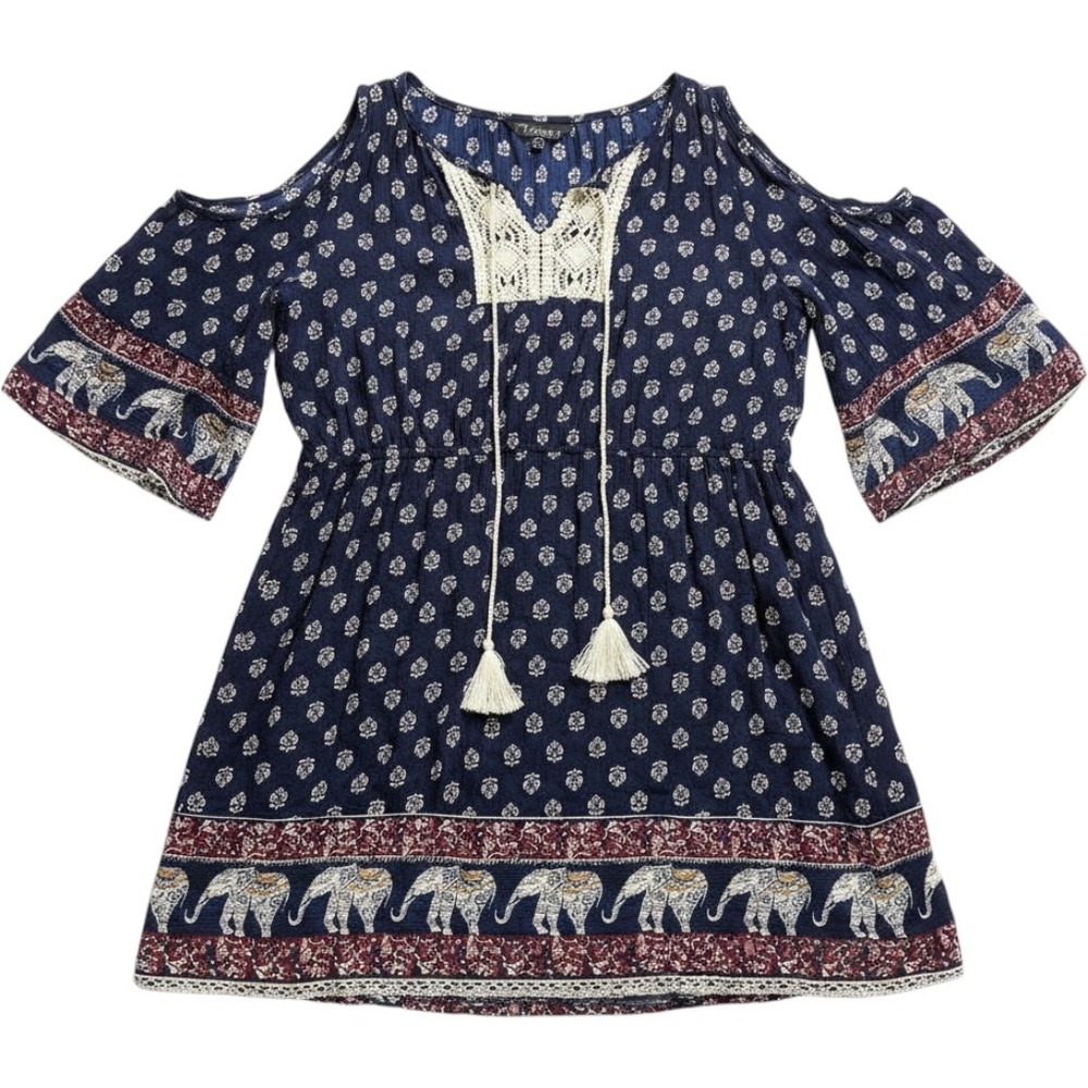Hint‎ Of Blush Wrap Dress Bohemian Elephant Tassel Dress Size Large